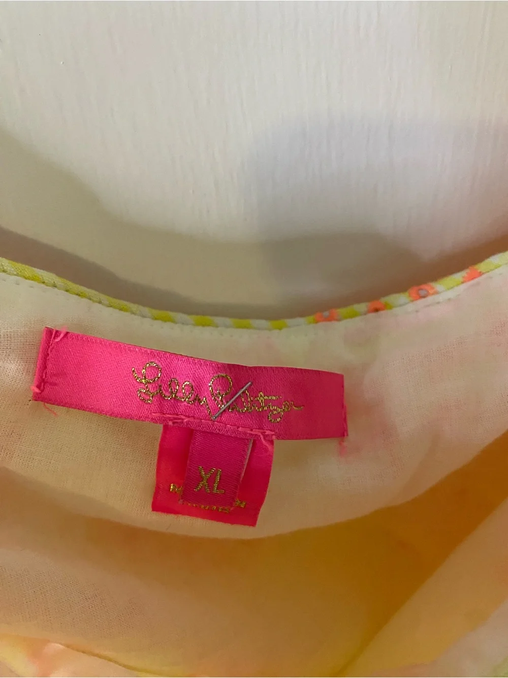 Lilly Pulitzer Yellow and Orange Printed Puff-Sleeve Blouse